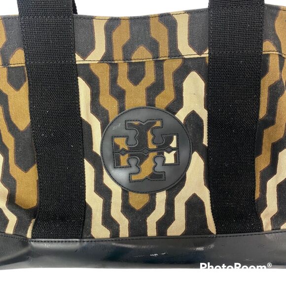 Tory Burch Ella Exotic Geometric Print Fabric Tote Hand Bag  Purse Shoulder Bag - Picture 6 of 15